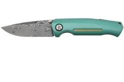 Böker Manufaktur 1969 Mach-1 Damast 111102DAM Chad Nichols Wavepool Damascus, Silver Jade Aluminum Pocket Knife, Tommaso Rumici Design
