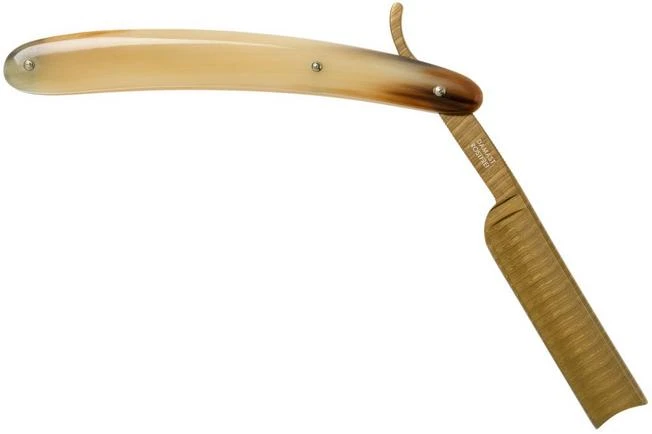 Böker Manufaktur Damascus Horn Straight Razor 140524DAM 4 Böker Manufaktur Damascus Horn Straight Razor 140524DAM - Image 2