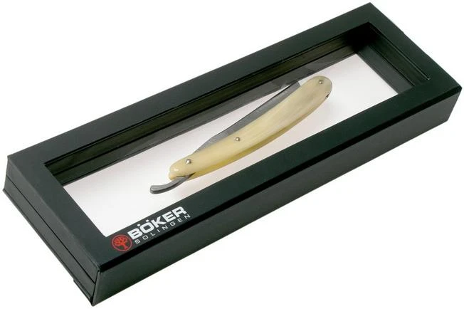 Böker Manufaktur Damascus Horn Straight Razor 140623DAM 9 Böker Manufaktur Damascus Horn Straight Razor 140623DAM - Image 7